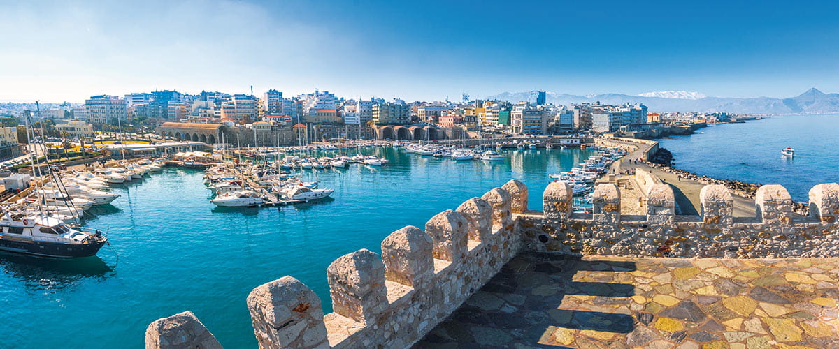 The blue waters of Heraklion harbour